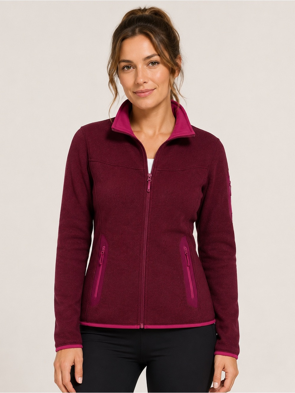 Arc’teryx Women’s Burgundy Full Zip Fleece Jacket Size Large